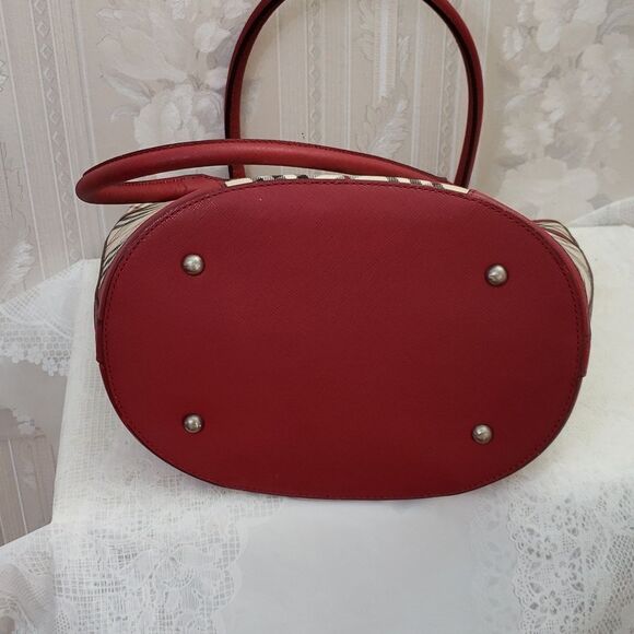 Authentic Burberry Triple Compartments Leather Trim Monogram Shoulder Ba… - Picture 5 of 13